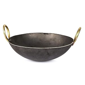 heavy base iron kadhai  kadai with handle for kitchen  deep frying kadai free stainless steel scrubber 25 litter