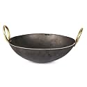 Heavy Base Iron Kadhai | Kadai with Handle for Kitchen | Deep Frying Kadai Free Stainless Steel Scrubber (8 Litter)
