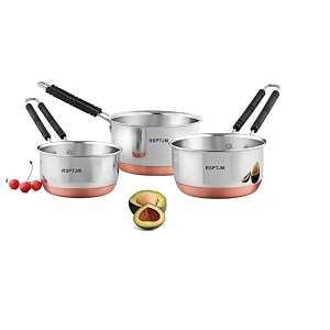 sauce pan tea maker milk coffee pan bhgoni stainless steel copper bottom sauce pan flat base sauce pan tea pan milk pan tapeli patila sauce pot 15 litter 25 litter 3 litter pack 3