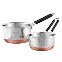 Stainless Steel Copper Bottom Sauce Pan With Flat Base - Tea Maker, Milk Coffee Pot, Bhgoni, Tapeli Patila (3000 and 3500 ML Combo)