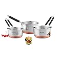 Sauce Pan Tea Maker Milk Coffee pan bhgoni Stainless Steel Copper Bottom Sauce Pan, Flat Base Sauce Pan, Tea Pan, Milk Pan Tapeli Patila, Sauce Pot (1.5 Litter 2 Litter 2.5 Litter Pack 3)