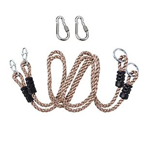 shopster kid adjustable climbing nylon rope for outdoor swingsplayground set accessories-180 cm 6ft 2 carabiner included pack of 2multicolor