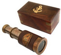 Shoptreed Vintage Nautical 5 leather Victorian Marine Brass Telescope with Wood Box Catadioptric Telescope