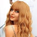 Ucubb Short Bob Wavy Wig with Bangs for Women Loose Curly Wig Look natural