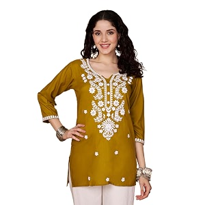 Short Kurti for Women for Jeans Chikankari