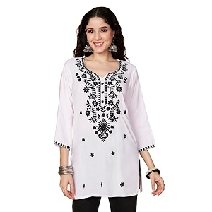 Short Kurti for Women for Jeans Chikankari