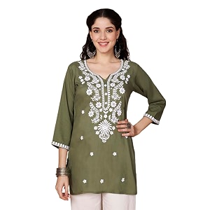 Short Kurti for Women for Jeans Chikankari