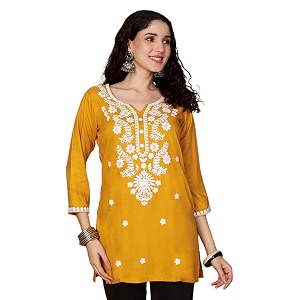 Short Kurti for Women for Jeans Chikankari