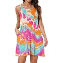 Short/Long Sleeve Women's Cold Shoulder Dress with Pockets Casual Swing T-Shirt Dresses