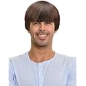 Short Mushroom Wig for Men-Synthetic 60s Bowl Cut Wigs for Anime Movie Music Costume Halloween Cosplay Party (Dark Brown)