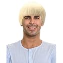 Short Mushroom Wig for Men-Synthetic 60s Bowl Cut Wigs for Anime Movie Music Costume Halloween Cosplay Party (Blonde)
