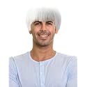 Short Mushroom Wig for Men-Synthetic 60s Bowl Cut Wigs for Anime Movie Music Costume Halloween Cosplay Party (White)