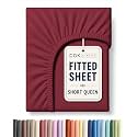 Short Queen RV Fitted Sheet - Single Fitted Sheet Only - Cooling - Burgundy