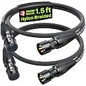 AA AUDIO ACCESSORY Short XLR Cables 1.5ft 2Pack, 21AWG Shielded Mic Cord
