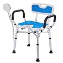 Shower Chair with Arms and Back, 500 lb, U-Shaped Seat