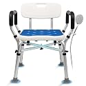 Shower Chair for Inside Shower 500lbs - Bariatric Shower Seat with Arms & Back, 6 Height Adjustment & Reinforced Crossbars for Elderly/Disabled Adults, Blue