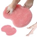 Shower Foot Scrubber Mat, 2025 New Foot Back Cleaning Pad Back Washer with Non-Slip Suction Cups, Wall Mounted Exfoliating Bath Wash Pad for Men and Women (Pink)