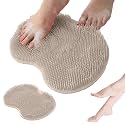 Shower Foot Scrubber Mat, 2025 New Foot Back Cleaning Pad Back Washer with Non-Slip Suction Cups, Wall Mounted Exfoliating Bath Wash Pad for Men and Women (Brown)