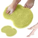 Shower Foot Scrubber Mat, 2025 New Foot Back Cleaning Pad Back Washer with Non-Slip Suction Cups, Wall Mounted Exfoliating Bath Wash Pad for Men and Women (Green)