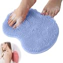 Shower Foot Scrubber Mat with Non-Slip Suction Cups, Foot Back Cleaning Pad Back Washer Exfoliating Bath Wash Pad, Non Slip Bathtub and Shower Mat with Suction Cups and Drain Holes