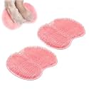 Shower Foot Scrubber Mat, Upgrade Silicone Shower Foot Scrubber Mat Slip Suction Cups Foots Scrubbers, Foots Back Scrubbers Exfoliating Bath Wash Pad Back Washer for Men and Women (Pink 2 Pcs)