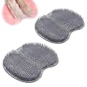 Shower Foot Scrubber Mat, Upgrade Silicone Shower Foot Scrubber Mat Slip Suction Cups Foots Scrubbers, Foots Back Scrubbers Exfoliating Bath Wash Pad Back Washer for Men and Women (Gray 2 Pcs)