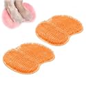 Shower Foot Scrubber Mat, Upgrade Silicone Shower Foot Scrubber Mat Slip Suction Cups Foots Scrubbers, Foots Back Scrubbers Exfoliating Bath Wash Pad Back Washer for Men and Women (Yellow 2 Pcs)
