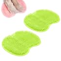 Shower Foot Scrubber Mat, Upgrade Silicone Shower Foot Scrubber Mat Slip Suction Cups Foots Scrubbers, Foots Back Scrubbers Exfoliating Bath Wash Pad Back Washer for Men and Women (Green 2 Pcs)