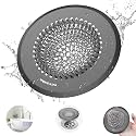 Shower Hair Drain Catcher, 4.4" Anti-Clog Bathtub Drain Cover, Dark Gray