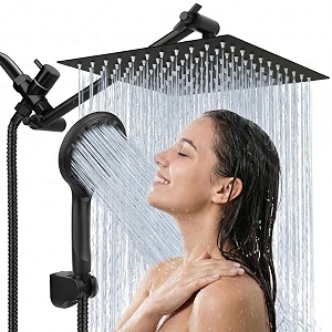 shower head 8 high pressure rainfall shower headhandheld shower combo with 1139 extension arm 9 settings adjustable anti-leak shower head with holder heightangle adjustable chrome matte black