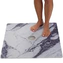 Shower Mat with Center Drain Hole - Secure Loofah Non Slip Shower Mats for Inside Shower - 27x27 Square Bath Mats for Shower - Anti Slip Shower Stall Mat - Square Shower Floor Mat (27x27 Blue Gray)