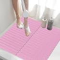 Shower Mat Non-Slip Bath Mat for Tub and Shower Stall,236 Suction Cups with Drain Holes, Quick Dry Machine Washable, Extra Grip for Stand Up Showers, Bathroom Essentials 24x24 Inch (Pink)