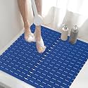 ​Shower Mat Non-Slip Bath Mat for Tub and Shower Stall,236 Suction Cups with Drain Holes, Quick Dry Machine Washable, Extra Grip for Stand Up Showers, Bathroom Essentials 24x24 Inch (Blue)