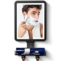 Shower Mirror Fogless for Shaving, Heated Shower Mirror with 3 Color Lights Dimming 9.5*8inch Shower Shaving Mirror, Lighted Shower Mirror Large Antifog Shaving Mirror with Storage Tray &amp; Razor Holder