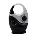 Shower Radio, 3V 0.5W Adjustable Volume Showers AM FM Button Speaker Portable Waterproof Speaker Bathroom Shower Speakers Wireless Radio with Top Handle (Color:Black and White)