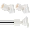 Shower Rod Holders for Wall - Angled 25mm Bracket & Rotation Knob Set, Includes Screws & Plugs for Sloped Ceiling (2, White)