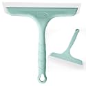 Shower Squeegee for Glass Doors, Bathroom Squeegee for Shower, Mini Window Squeegee, Home Bathroom Silicone Cleaner Tool, Suitable for Bathroom, Kitchen, Tile, Mirror, Car Glass, 8in Lake Blue