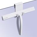 Shower Squeegee with Silicone Hook, 11" Inch Width All Purpose Squeegee Wiper for Shower Glass Doors Bathroom Mirror Tiles Car Window Cleaner Tool - White