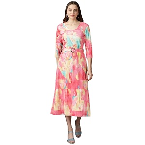 SHOWOFFFF Women Colourblocked Fit and Flare Casual