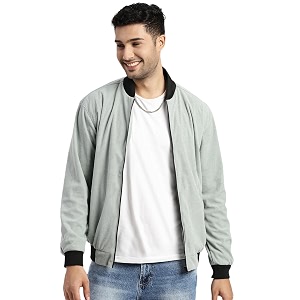 SHOWOFFFF Men Solid Bomber Jacket Mandarin