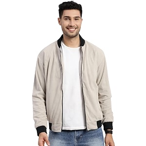 SHOWOFFFF Men Solid Bomber Jacket Mandarin