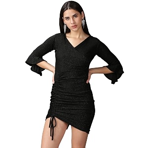 SHOWOFFFF Women Self Design Wrap Casual Dress