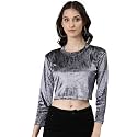 SHOWOFFFF Women Shimmer Casual Top Round