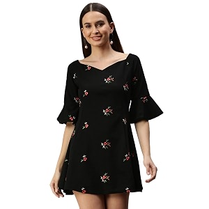 SHOWOFFFF Women Solid Fit and Flare Casual