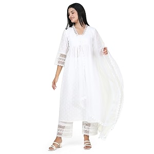SHOWOFFFF Women Solid Three-Piece Anarkali Festive Kurta