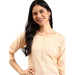 SHOWOFFFF Women Woven Design Straight Ethnic Kurta