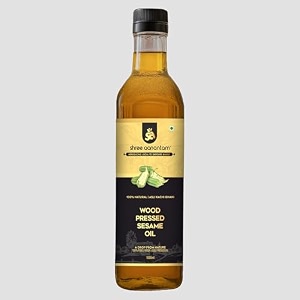 shree aanantam cold pressed sesame gingelly oil - 500ml x 3  bottle  kolhukacchi ghanichekku  gingelly oil  natural  chemical-free  wood pressed sesame oil for cooking - 500ml pack of 3