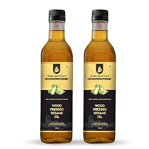 shree aanantam cold pressed sesame gingelly oil - 1l x 2  bottle  kolhukacchi ghanichekku  gingelly oil  natural  chemical-free  wood pressed sesame oil for cooking