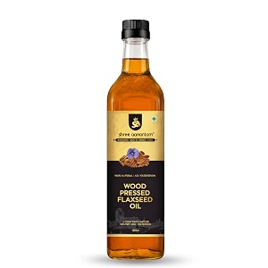 shree aanantam wood pressed flax seed oil - 1 litre kolhukacchi ghanichekku  glass bottle  natural  chemical-free  cold pressed flaxseed oil for cooking  alsi ka tel  high in omega - 1l pack of 1 1 liter glass bottle