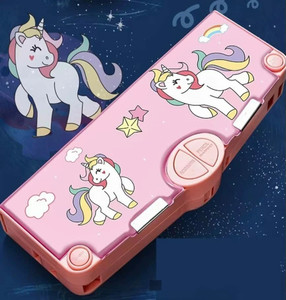 shree giriraj enterprise joy maker pencil box unicorn art plastic pencil box